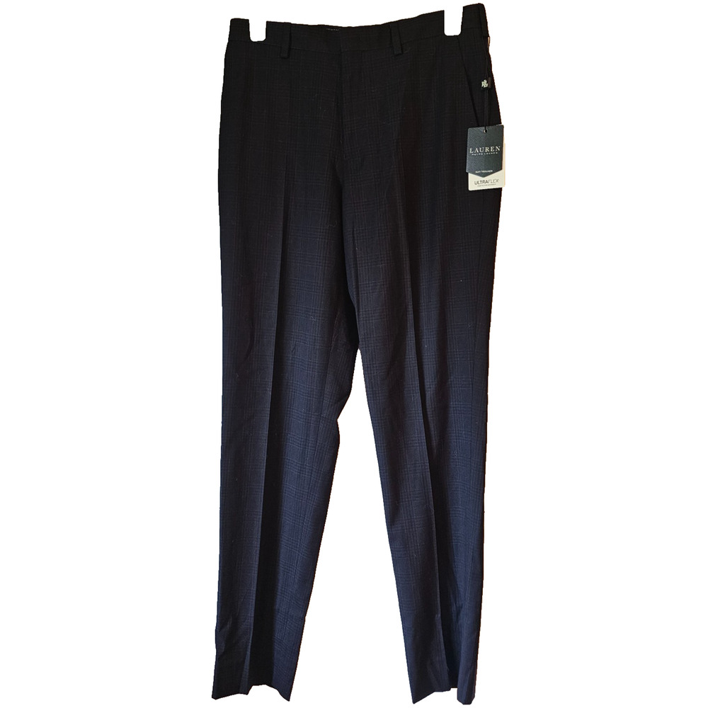 NWT Lauren Ralph Lauren Boys Dress Pants Black Beugene Flat Front 16R 28W